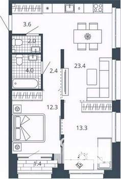 2-к квартира, вторичка, 62м2, 4/24 этаж