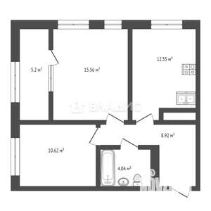 2-к квартира, вторичка, 57м2, 15/16 этаж