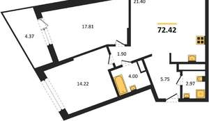 2-к квартира, вторичка, 72м2, 15/17 этаж