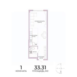 1-к квартира, вторичка, 33м2, 2/17 этаж