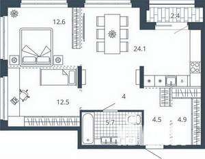 2-к квартира, вторичка, 71м2, 13/23 этаж