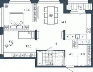 2-к квартира, вторичка, 71м2, 8/24 этаж