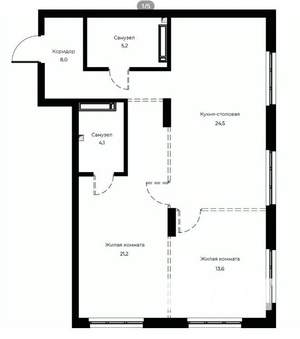 2-к квартира, вторичка, 76м2, 18/23 этаж