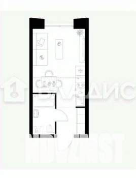 Студия квартира, вторичка, 28м2, 5/18 этаж