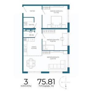 3-к квартира, строящийся дом, 76м2, 11/17 этаж