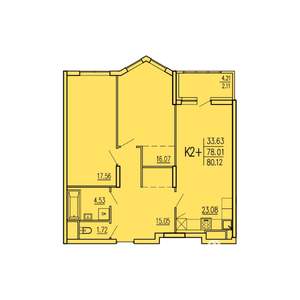 2-к квартира, вторичка, 80м2, 2/17 этаж