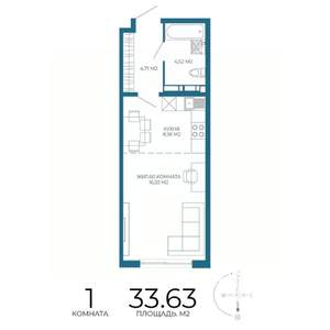 1-к квартира, строящийся дом, 34м2, 8/17 этаж