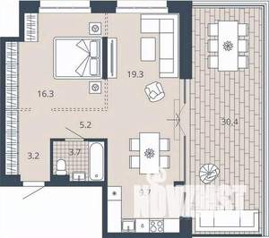 1-к квартира, вторичка, 73м2, 10/24 этаж