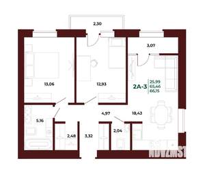 2-к квартира, вторичка, 68м2, 16/17 этаж