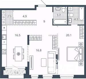 2-к квартира, вторичка, 79м2, 10/24 этаж