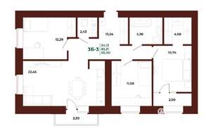 3-к квартира, вторичка, 86м2, 8/17 этаж
