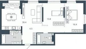 2-к квартира, вторичка, 84м2, 12/24 этаж
