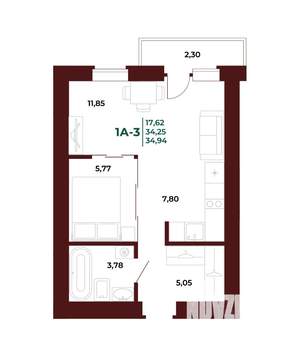 1-к квартира, вторичка, 36м2, 15/17 этаж