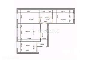 3-к квартира, вторичка, 82м2, 6/9 этаж