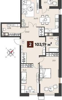 2-к квартира, вторичка, 103м2, 11/18 этаж