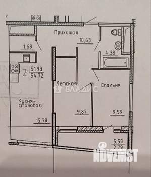 2-к квартира, вторичка, 52м2, 6/18 этаж