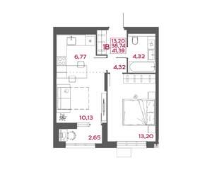 1-к квартира, вторичка, 41м2, 2/14 этаж