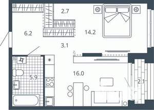 1-к квартира, вторичка, 50м2, 11/23 этаж