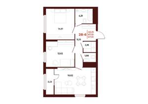 2-к квартира, вторичка, 67м2, 2/18 этаж