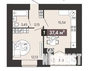 1-к квартира, вторичка, 37м2, 1/18 этаж