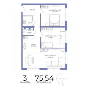3-к квартира, строящийся дом, 76м2, 5/17 этаж