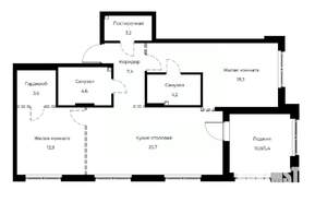 2-к квартира, вторичка, 85м2, 2/23 этаж
