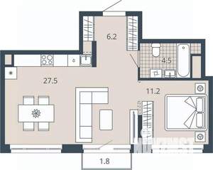 1-к квартира, вторичка, 51м2, 8/23 этаж