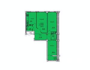 3-к квартира, строящийся дом, 79м2, 2/18 этаж