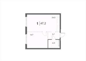 1-к квартира, вторичка, 47м2, 9/21 этаж