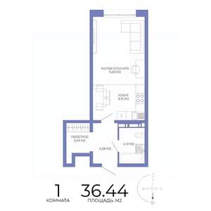 1-к квартира, строящийся дом, 36м2, 2/17 этаж