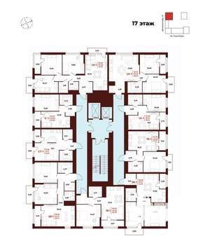 2-к квартира, строящийся дом, 56м2, 17/18 этаж