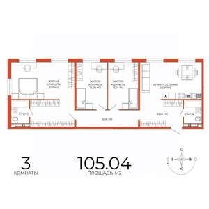 3-к квартира, строящийся дом, 105м2, 10/18 этаж