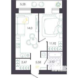 1-к квартира, вторичка, 41м2, 15/16 этаж