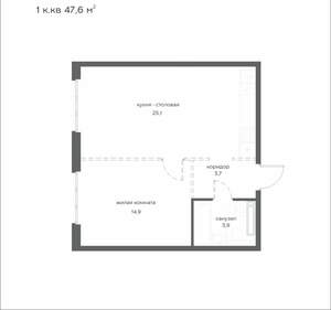 1-к квартира, вторичка, 48м2, 21/21 этаж