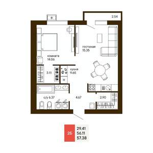 2-к квартира, вторичка, 49м2, 9/18 этаж