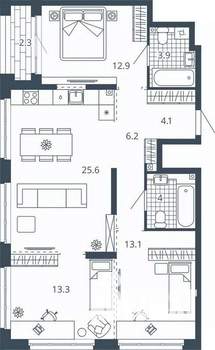 3-к квартира, вторичка, 85м2, 10/24 этаж