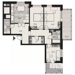 3-к квартира, вторичка, 106м2, 6/20 этаж