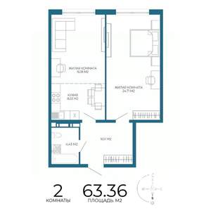 2-к квартира, вторичка, 63м2, 4/17 этаж