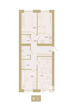 4-к квартира, вторичка, 82м2, 2/17 этаж