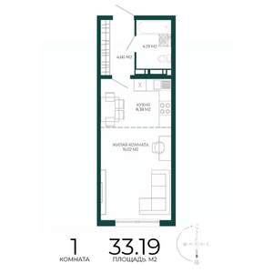 1-к квартира, строящийся дом, 33м2, 8/17 этаж