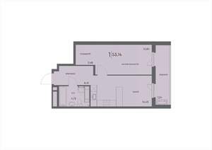 1-к квартира, вторичка, 53м2, 8/18 этаж