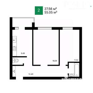 2-к квартира, вторичка, 55м2, 6/10 этаж