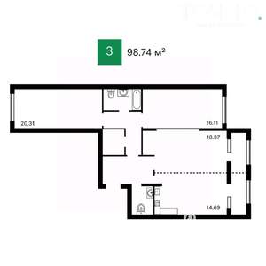 3-к квартира, вторичка, 99м2, 2/16 этаж