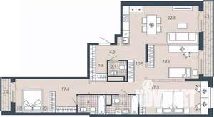 3-к квартира, вторичка, 106м2, 14/23 этаж