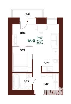 1-к квартира, вторичка, 35м2, 3/17 этаж