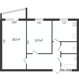 2-к квартира, вторичка, 54м2, 6/9 этаж