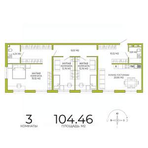 3-к квартира, вторичка, 104м2, 2/18 этаж