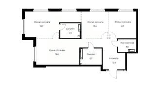 3-к квартира, вторичка, 92м2, 10/23 этаж