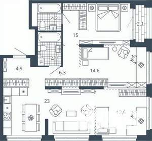 3-к квартира, вторичка, 87м2, 4/23 этаж