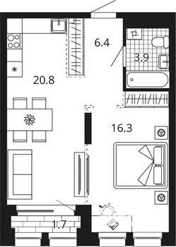 1-к квартира, вторичка, 49м2, 4/24 этаж